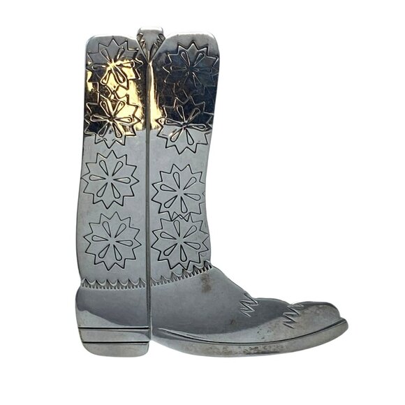 Vintage Native American Ben J Chavez Sterling Silver Boot Brooch Pendant 9.8g - Picture 3 of 6